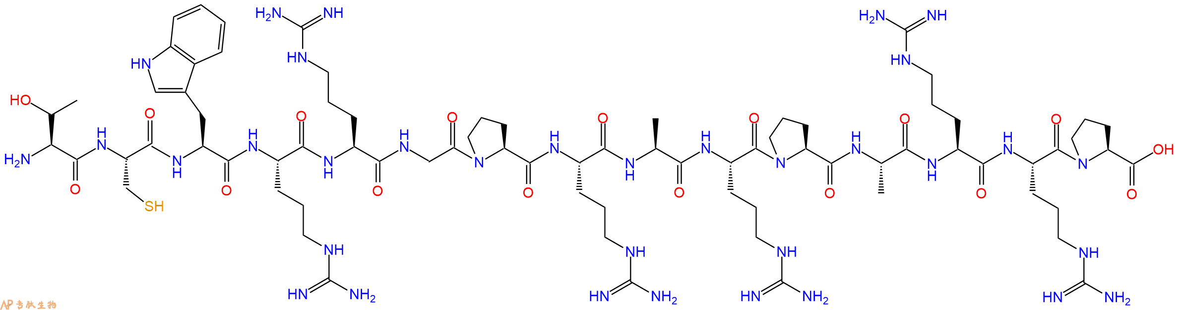 专肽生物产品H2N-Thr-Cys-Trp-Arg-Arg-Gly-Pro-Arg-Ala-Arg-Pro-Ala-Arg-Arg-Pro-OH