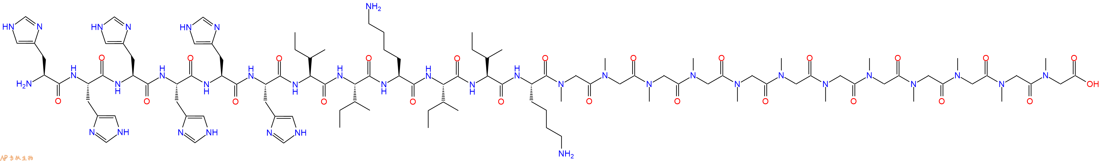 专肽生物产品H2N-His-His-His-His-His-His-Ile-Ile-Lys-Ile-Ile-Lys-Sar-Sar-Sar-Sar-Sar-Sar-Sar-Sar-Sar-Sar-Sar-Sar-OH