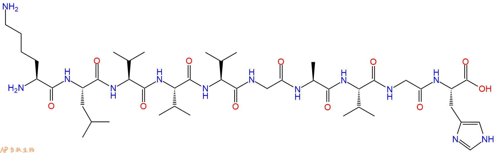 专肽生物产品H2N-Lys-Leu-Val-Val-Val-Gly-Ala-Val-Gly-His-OH