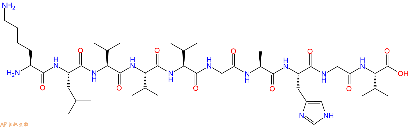 专肽生物产品H2N-Lys-Leu-Val-Val-Val-Gly-Ala-His-Gly-Val-OH