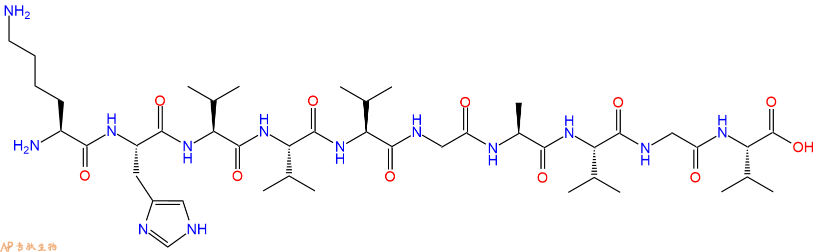 专肽生物产品H2N-Lys-His-Val-Val-Val-Gly-Ala-Val-Gly-Val-OH