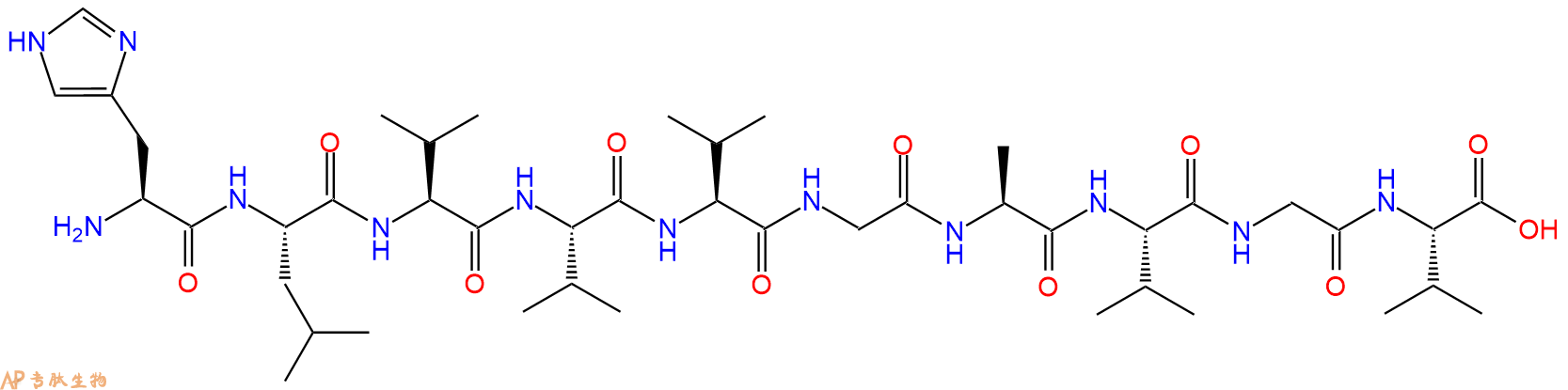 专肽生物产品H2N-His-Leu-Val-Val-Val-Gly-Ala-Val-Gly-Val-OH