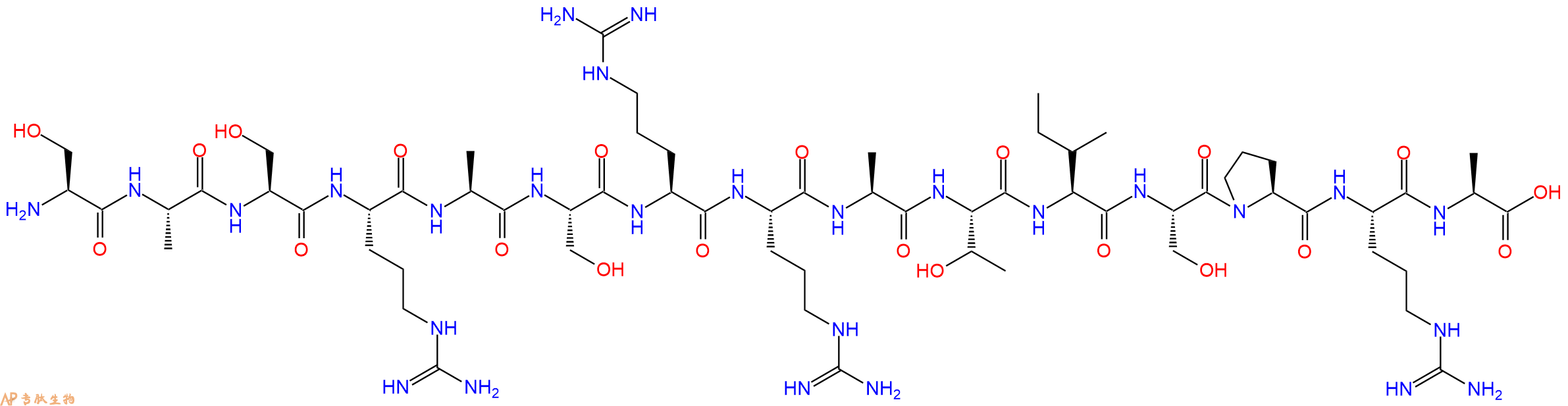 专肽生物产品H2N-Ser-Ala-Ser-Arg-Ala-Ser-Arg-Arg-Ala-Thr-Ile-Ser-Pro-Arg-Ala-OH