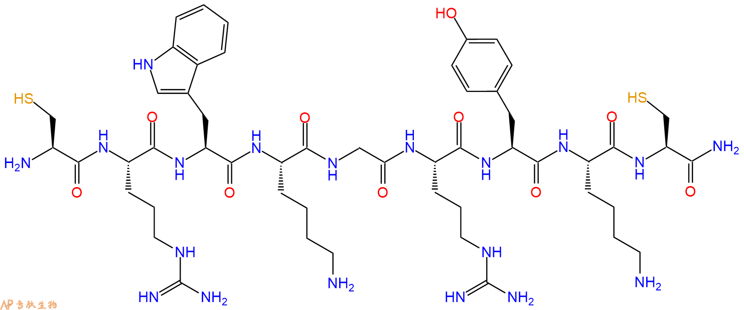专肽生物产品H2N-Cys-Arg-Trp-Lys-Gly-Arg-Tyr-Lys-Cys-CONH2