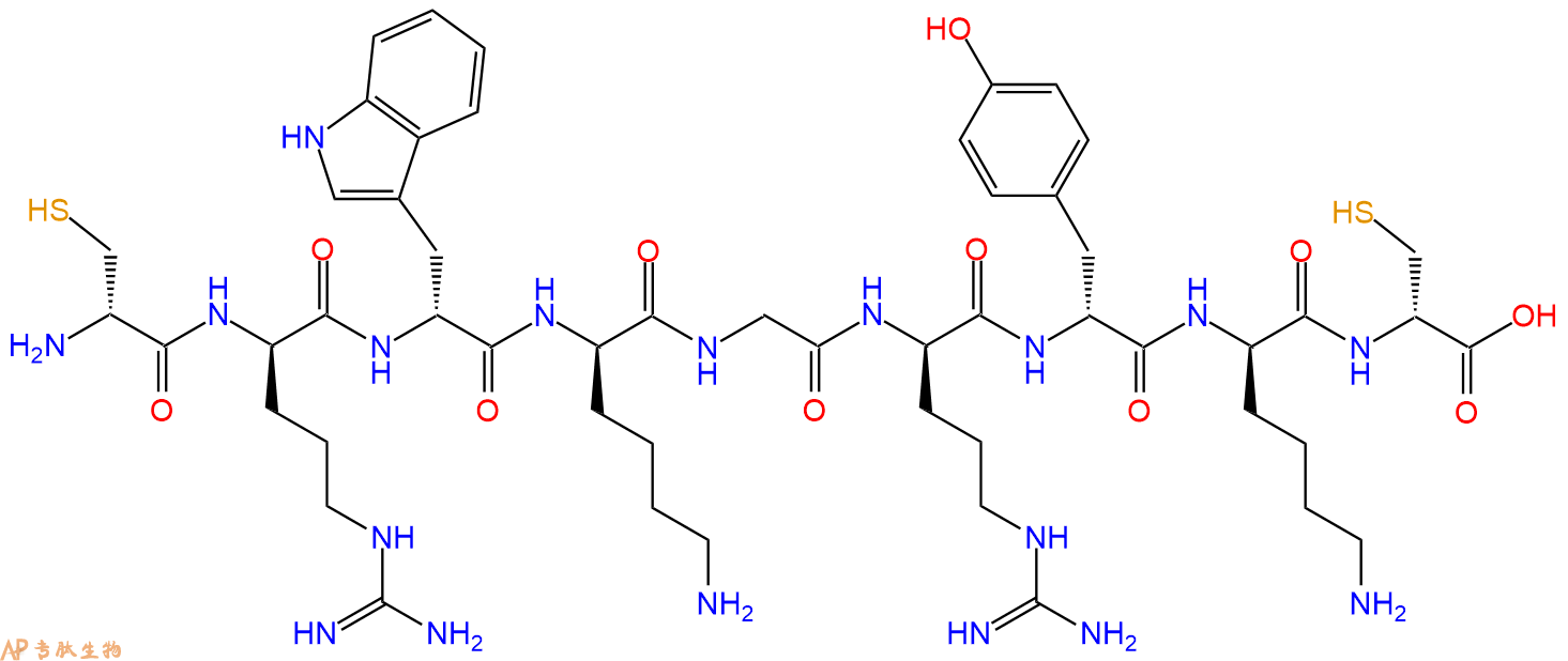 专肽生物产品H2N-DCys-DArg-DTrp-DLys-Gly-DArg-DTyr-DLys-DCys-OH