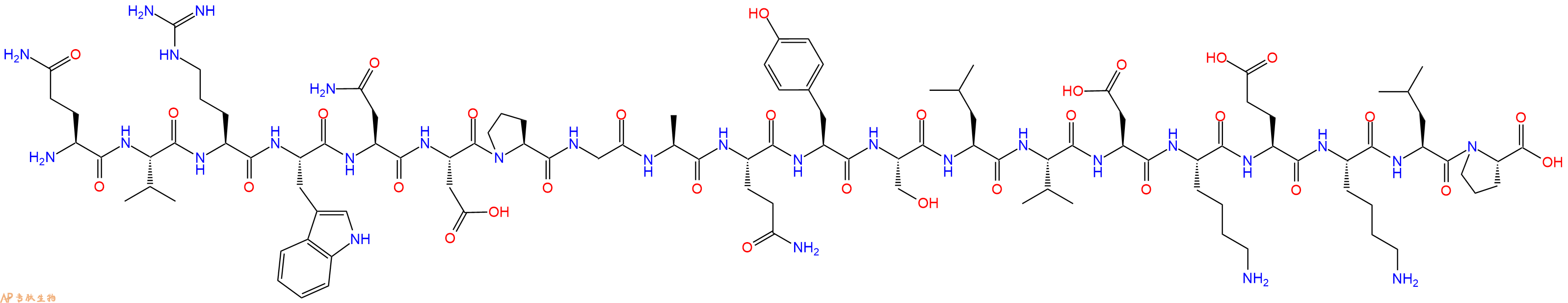 专肽生物产品H2N-Gln-Val-Arg-Trp-Asn-Asp-Pro-Gly-Ala-Gln-Tyr-Ser-Leu-Val-Asp-Lys-Glu-Lys-Leu-Pro-OH