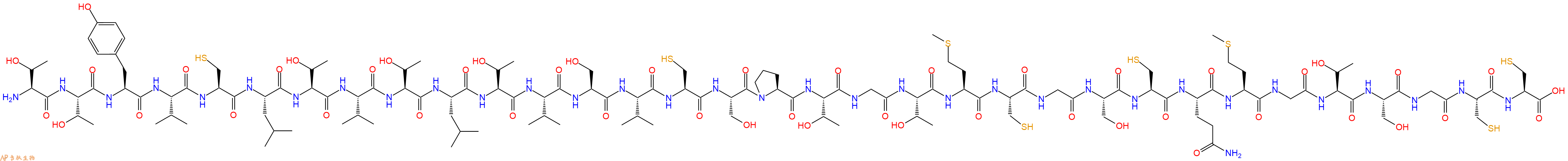 专肽生物产品H2N-Thr-Thr-Tyr-Val-Cys-Leu-Thr-Val-Thr-Leu-Thr-Val-Ser-Val-Cys-Ser-Pro-Thr-Gly-Thr-Met-Cys-Gly-Ser-Cys-Gln-Met-Gly-Thr-Ser-Gly-Cys-Cys-OH