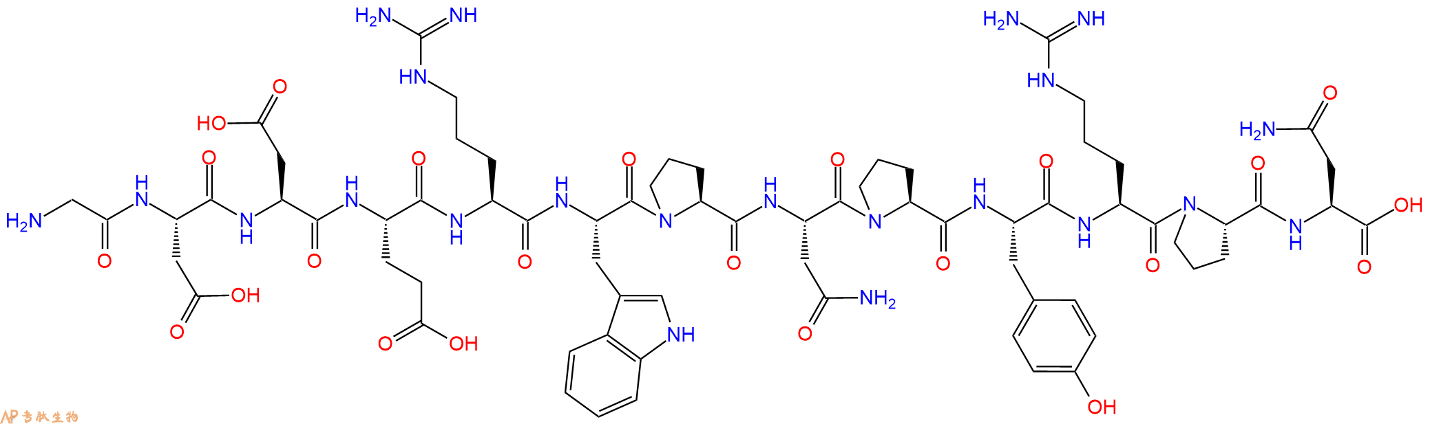 专肽生物产品H2N-Gly-Asp-Asp-Glu-Arg-Trp-Pro-Asn-Pro-Tyr-Arg-Pro-Asn-OH