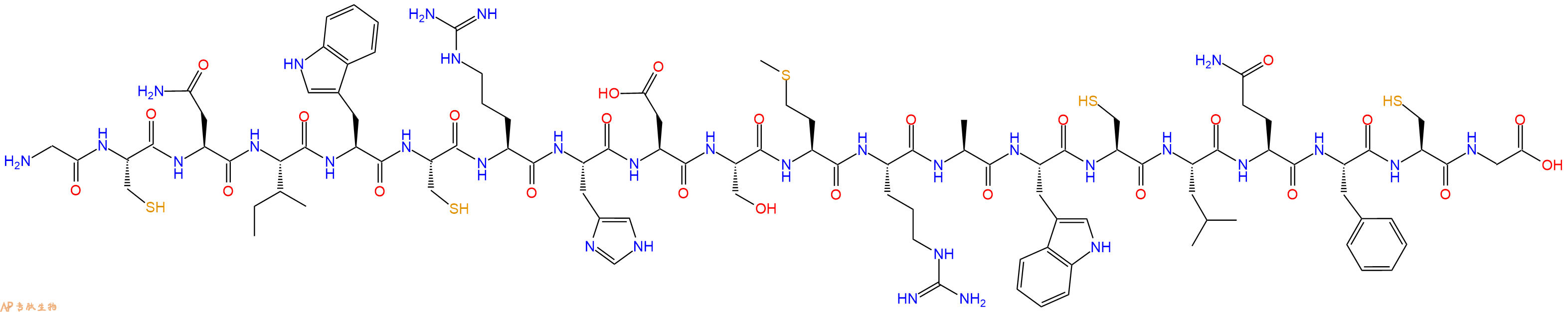 专肽生物产品H2N-Gly-Cys-Asn-Ile-Trp-Cys-Arg-His-Asp-Ser-Met-Arg-Ala-Trp-Cys-Leu-Gln-Phe-Cys-Gly-OH