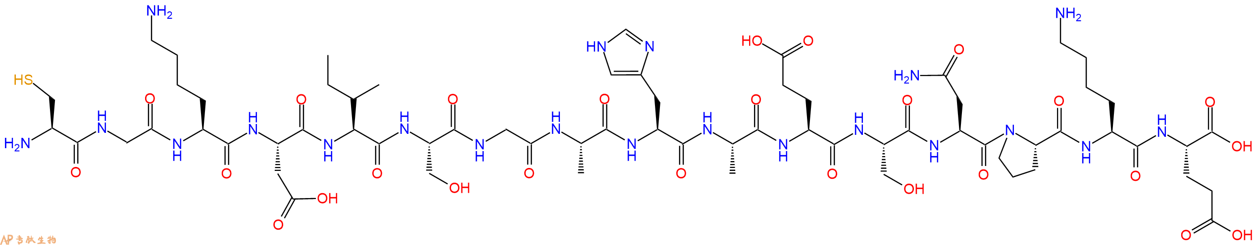 专肽生物产品H2N-Cys-Gly-Lys-Asp-Ile-Ser-Gly-Ala-His-Ala-Glu-Ser-Asn-Pro-Lys-Glu-OH