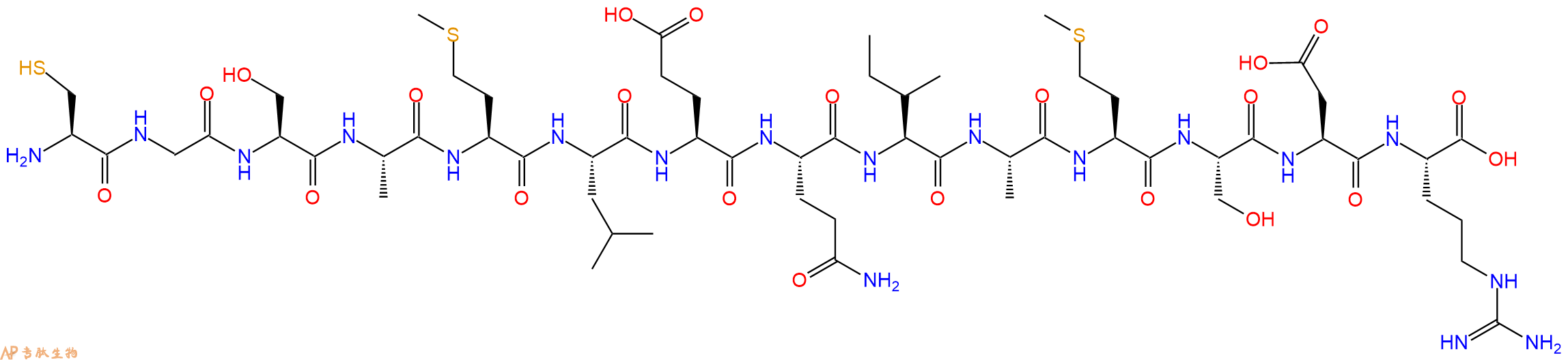 专肽生物产品H2N-Cys-Gly-Ser-Ala-Met-Leu-Glu-Gln-Ile-Ala-Met-Ser-Asp-Arg-OH