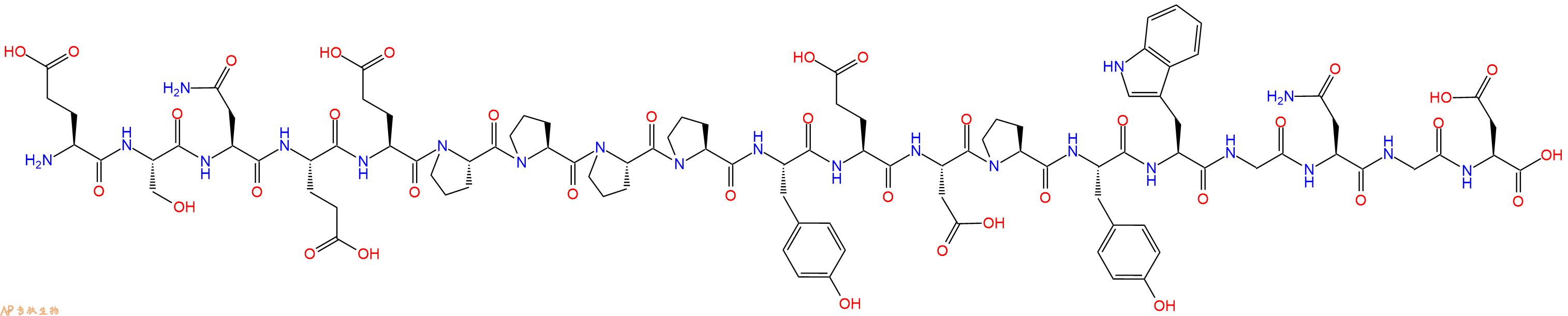 专肽生物产品H2N-Glu-Ser-Asn-Glu-Glu-Pro-Pro-Pro-Pro-Tyr-Glu-Asp-Pro-Tyr-Trp-Gly-Asn-Gly-Asp-OH