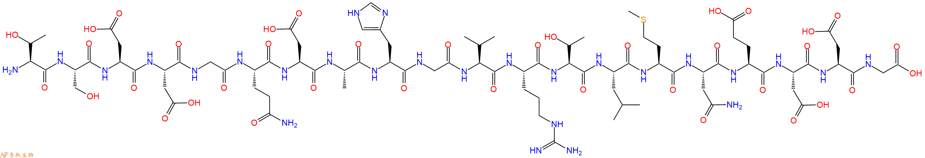 专肽生物产品H2N-Thr-Ser-Asp-Asp-Gly-Gln-Asp-Ala-His-Gly-Val-Arg-Thr-Leu-Met-Asn-Glu-Asp-Asp-Gly-OH