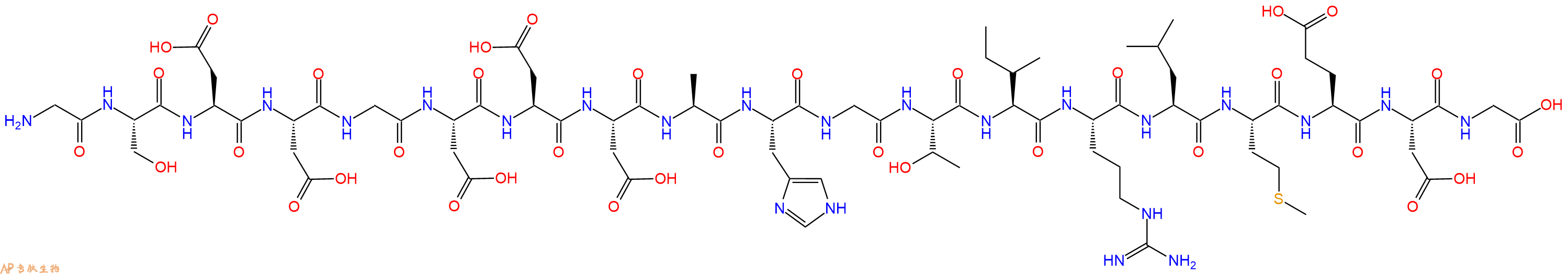 专肽生物产品H2N-Gly-Ser-Asp-Asp-Gly-Asp-Asp-Asp-Ala-His-Gly-Thr-Ile-Arg-Leu-Met-Glu-Asp-Gly-OH