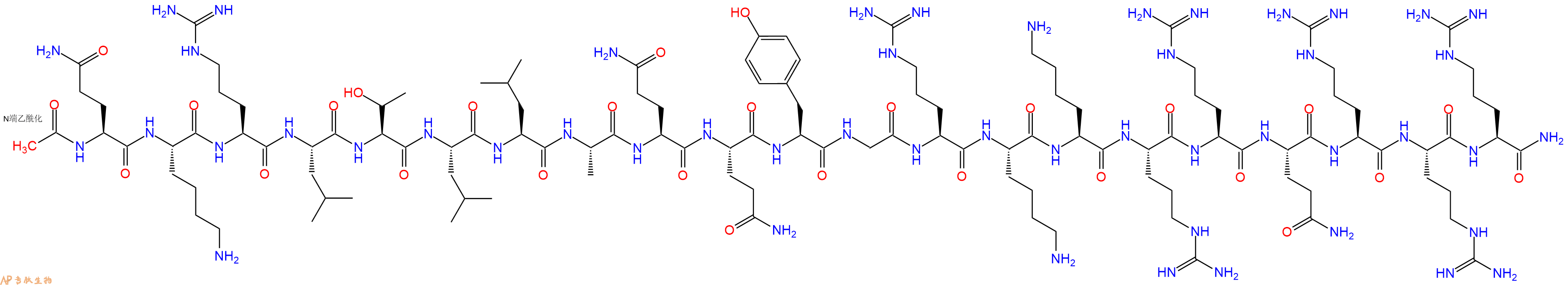 专肽生物产品Ac-Gln-Lys-Arg-Leu-Thr-Leu-Leu-Ala-Gln-Gln-Tyr-Gly-Arg-Lys-Lys-Arg-Arg-Gln-Arg-Arg-Arg-CONH2