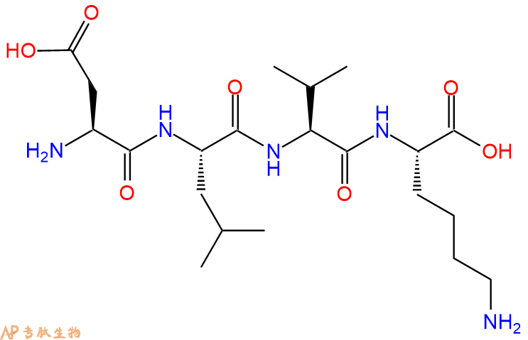 专肽生物产品H2N-Asp-Leu-Val-Lys-OH