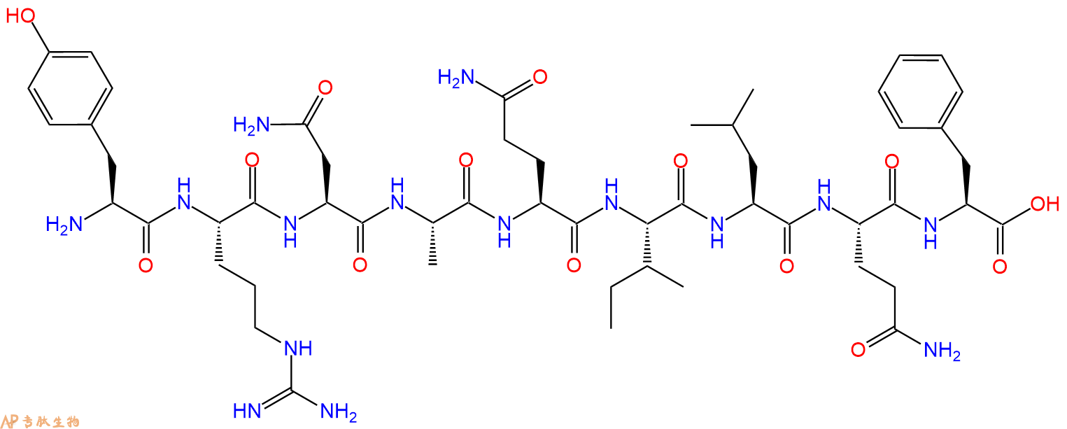 专肽生物产品H2N-Tyr-Arg-Asn-Ala-Gln-Ile-Leu-Gln-Phe-OH