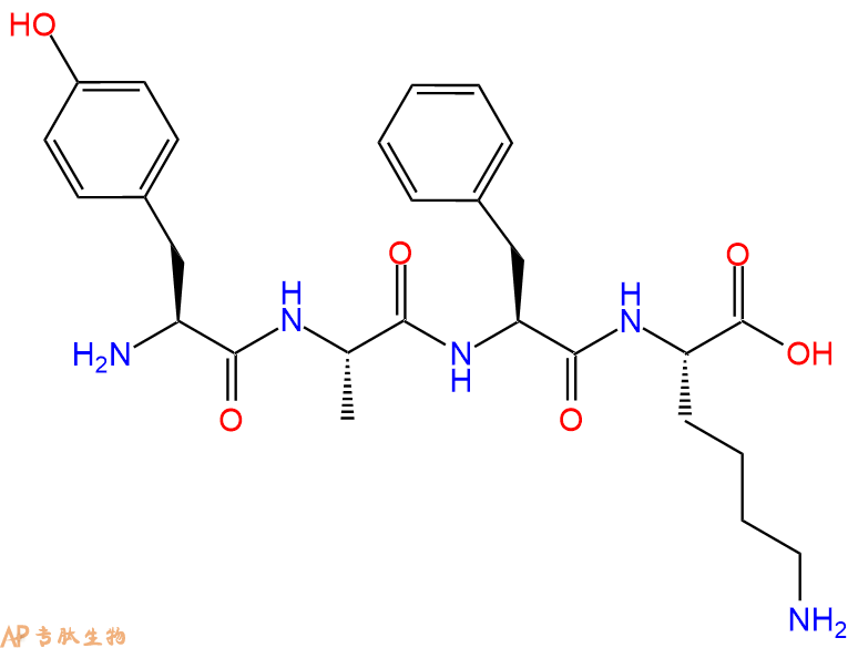 专肽生物产品H2N-Tyr-Ala-Phe-Lys-OH