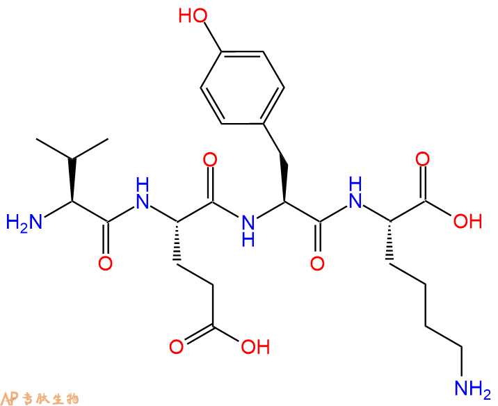 专肽生物产品H2N-Val-Glu-Tyr-Lys-OH
