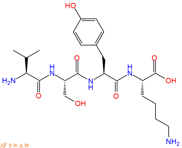 专肽生物产品H2N-Val-Ser-Tyr-Lys-OH