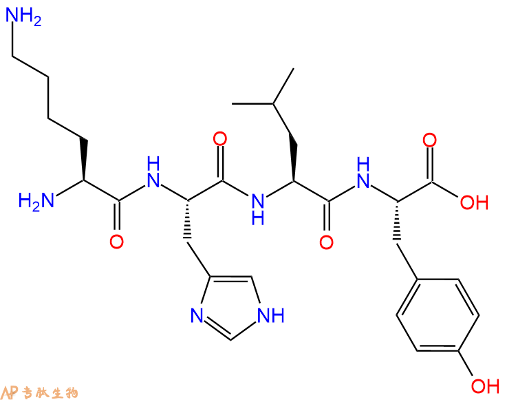 专肽生物产品H2N-Lys-His-Leu-Tyr-OH