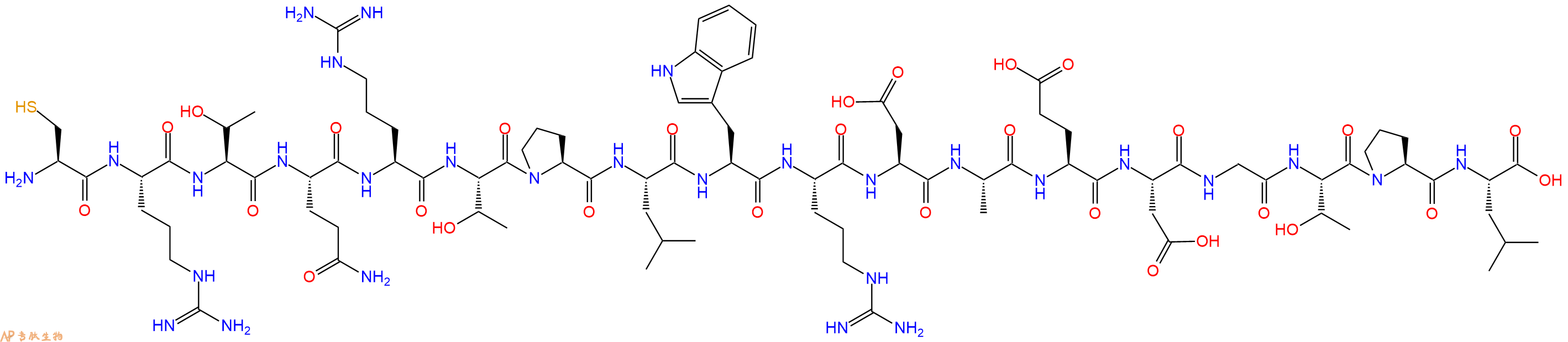 专肽生物产品H2N-Cys-Arg-Thr-Gln-Arg-Thr-Pro-Leu-Trp-Arg-Asp-Ala-Glu-Asp-Gly-Thr-Pro-Leu-OH