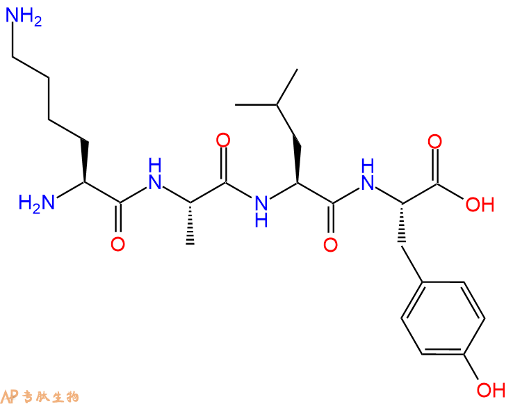 专肽生物产品H2N-Lys-Ala-Leu-Tyr-OH