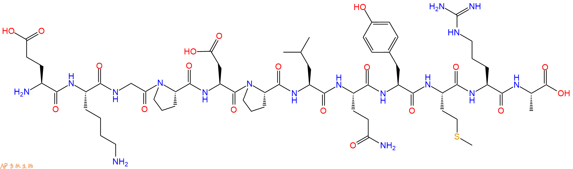 专肽生物产品H2N-Glu-Lys-Gly-Pro-Asp-Pro-Leu-Gln-Tyr-Met-Arg-Ala-OH
