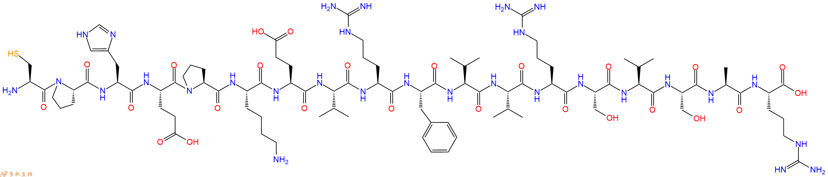 专肽生物产品H2N-Cys-Pro-His-Glu-Pro-Lys-Glu-Val-Arg-Phe-Val-Val-Arg-Ser-Val-Ser-Ala-Arg-OH