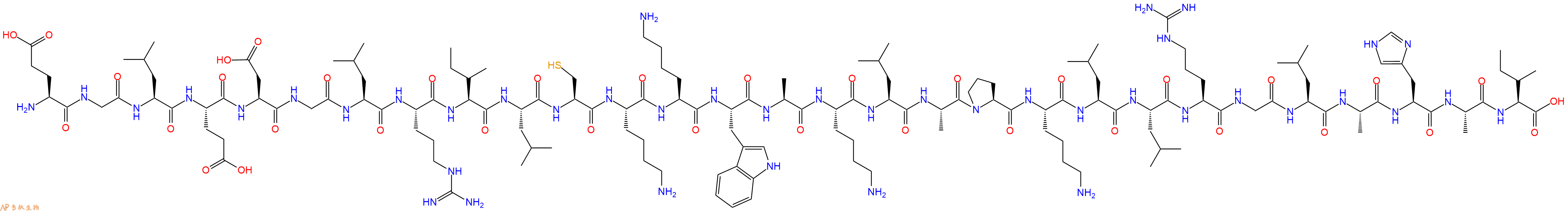 专肽生物产品H2N-Glu-Gly-Leu-Glu-Asp-Gly-Leu-Arg-Ile-Leu-Cys-Lys-Lys-Trp-Ala-Lys-Leu-Ala-Pro-Lys-Leu-Leu-Arg-Gly-Leu-Ala-His-Ala-Ile-OH