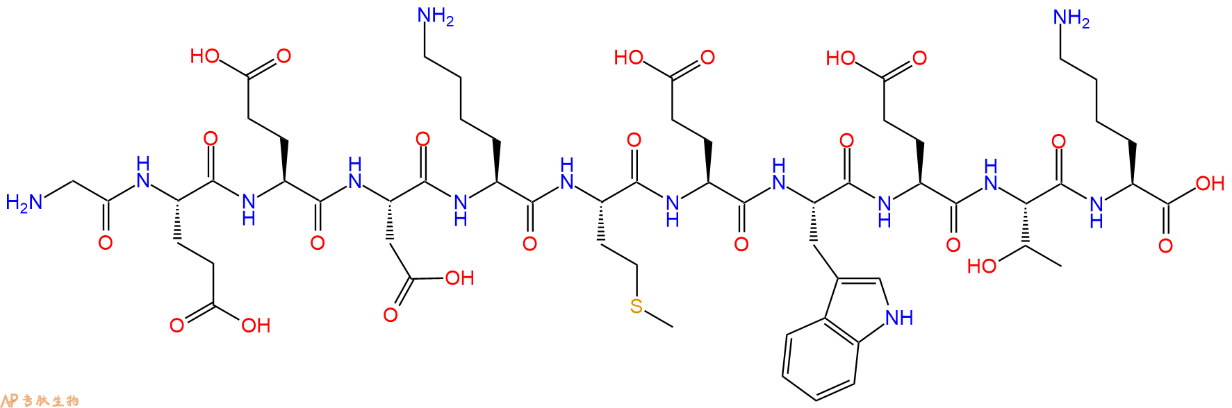 专肽生物产品H2N-Gly-Glu-Glu-Asp-Lys-Met-Glu-Trp-Glu-Thr-Lys-OH