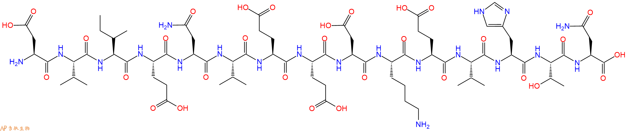 专肽生物产品H2N-Asp-Val-Ile-Glu-Asn-Val-Glu-Glu-Asp-Lys-Glu-Val-His-Thr-Asn-OH