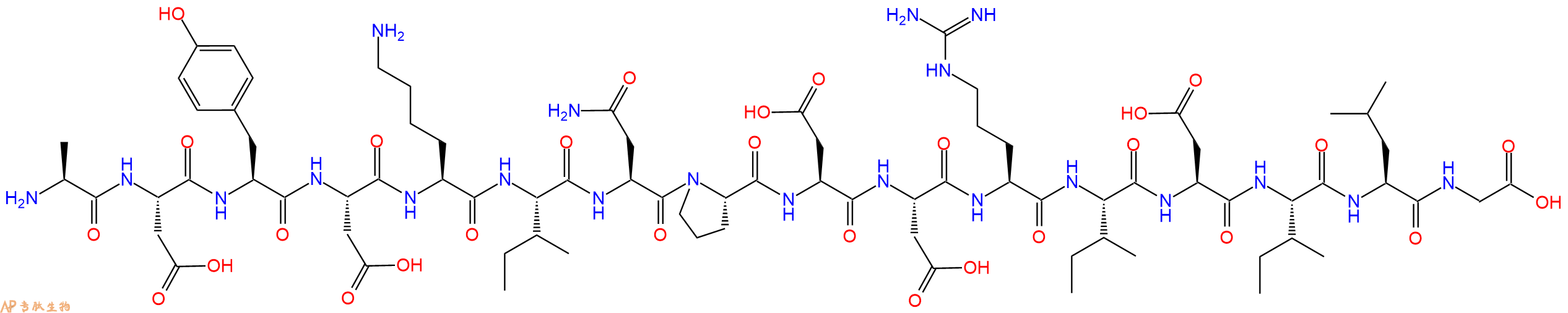 专肽生物产品H2N-Ala-Asp-Tyr-Asp-Lys-Ile-Asn-Pro-Asp-Asp-Arg-Ile-Asp-Ile-Leu-Gly-OH