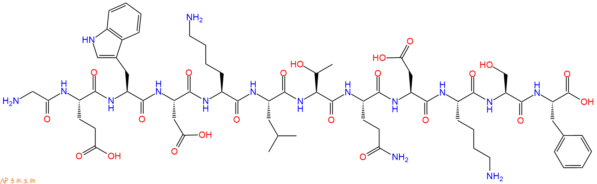 专肽生物产品H2N-Gly-Glu-Trp-Asp-Lys-Leu-Thr-Gln-Asp-Lys-Ser-Phe-OH