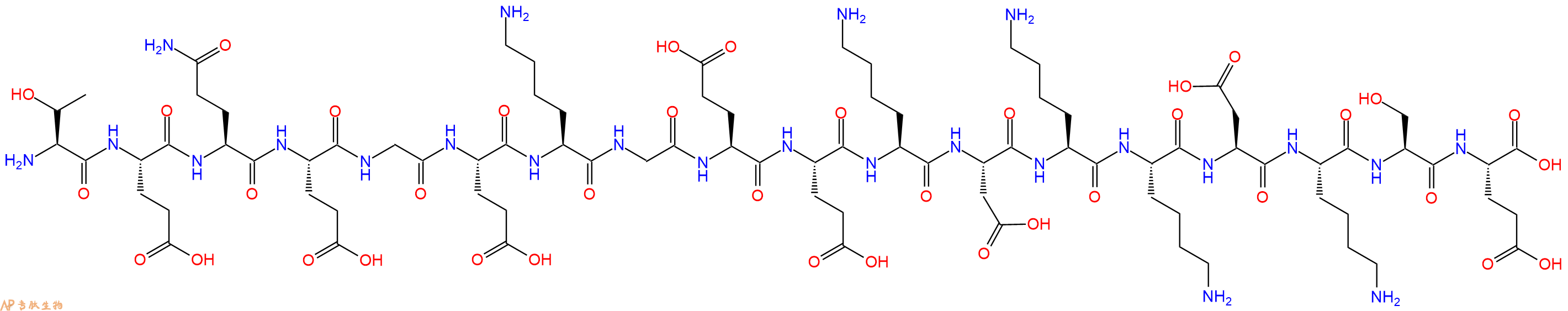 专肽生物产品H2N-Thr-Glu-Gln-Glu-Gly-Glu-Lys-Gly-Glu-Glu-Lys-Asp-Lys-Lys-Asp-Lys-Ser-Glu-OH