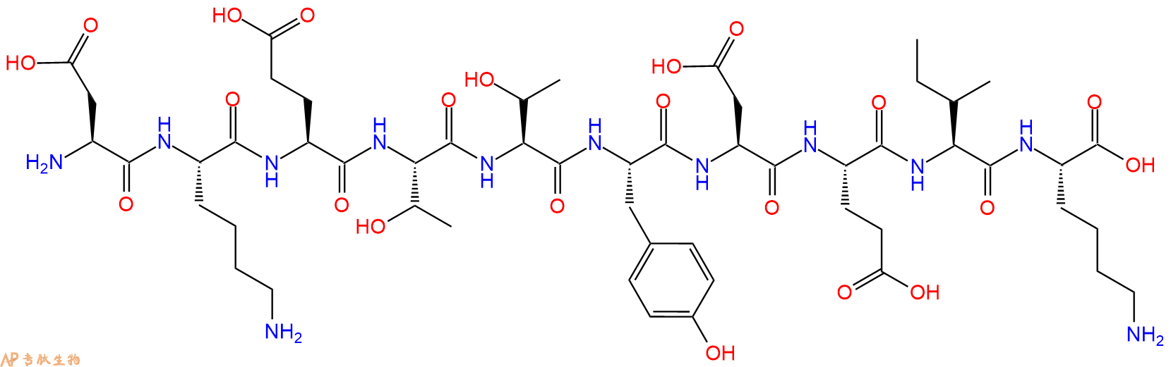 专肽生物产品H2N-Asp-Lys-Glu-Thr-Thr-Tyr-Asp-Glu-Ile-Lys-OH