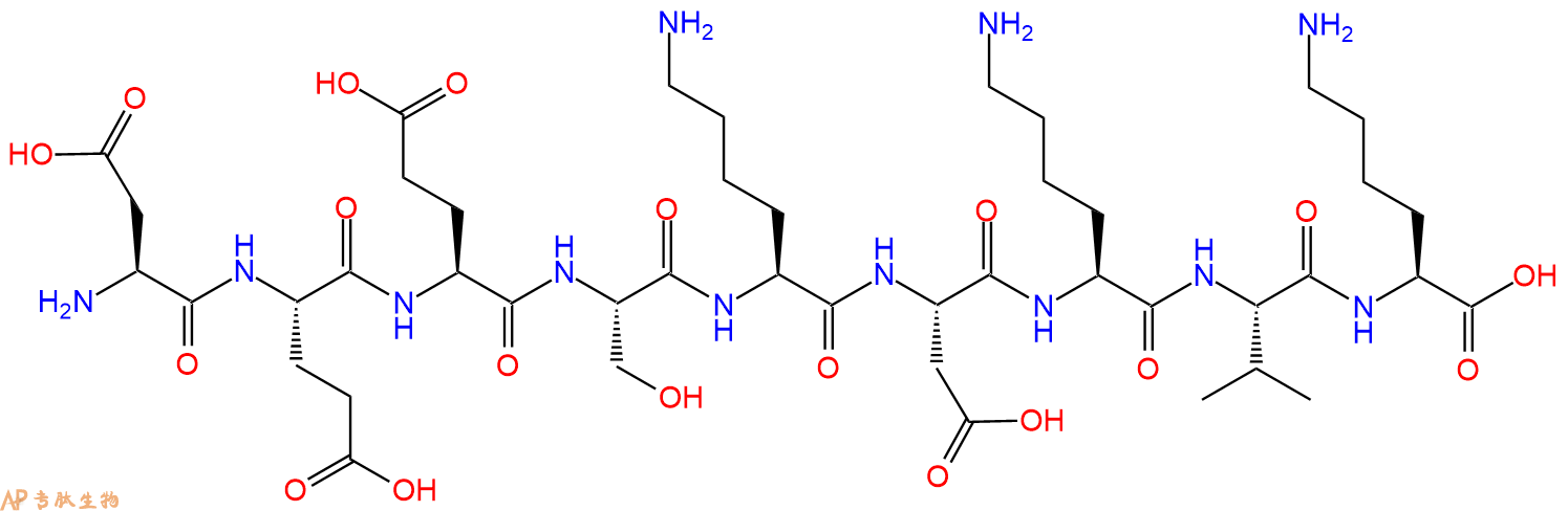 专肽生物产品H2N-Asp-Glu-Glu-Ser-Lys-Asp-Lys-Val-Lys-OH