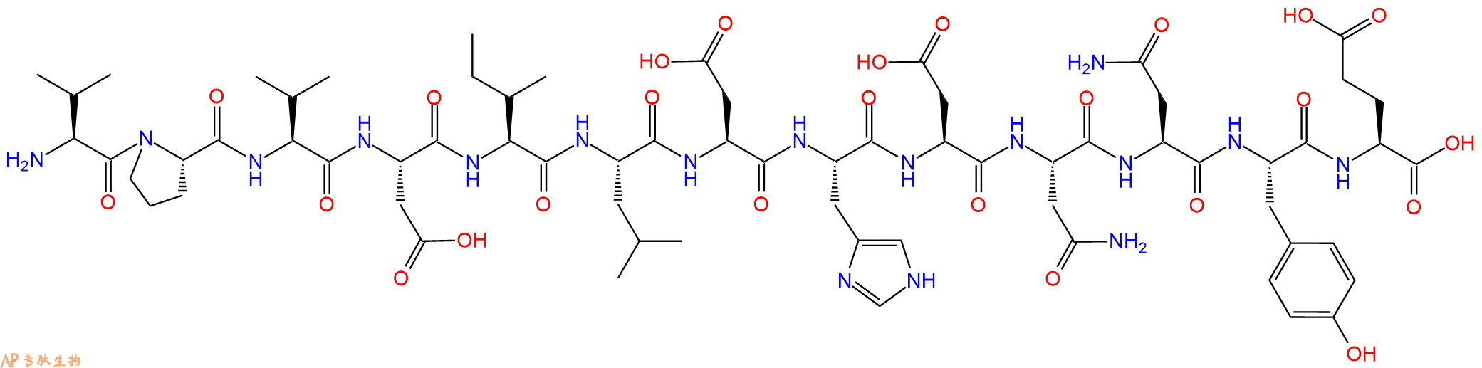 专肽生物产品H2N-Val-Pro-Val-Asp-Ile-Leu-Asp-His-Asp-Asn-Asn-Tyr-Glu-OH
