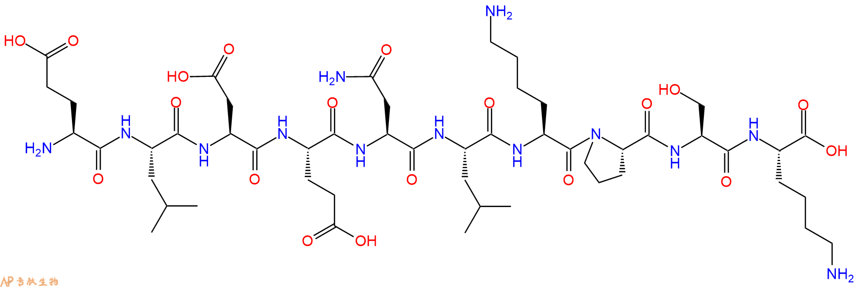 专肽生物产品H2N-Glu-Leu-Asp-Glu-Asn-Leu-Lys-Pro-Ser-Lys-OH