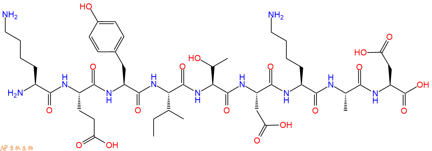 专肽生物产品H2N-Lys-Glu-Tyr-Ile-Thr-Asp-Lys-Ala-Asp-OH
