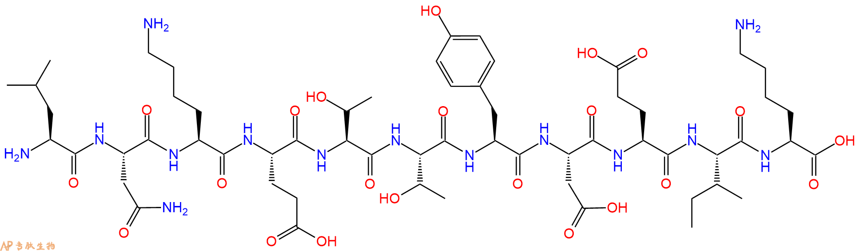 专肽生物产品H2N-Leu-Asn-Lys-Glu-Thr-Thr-Tyr-Asp-Glu-Ile-Lys-OH