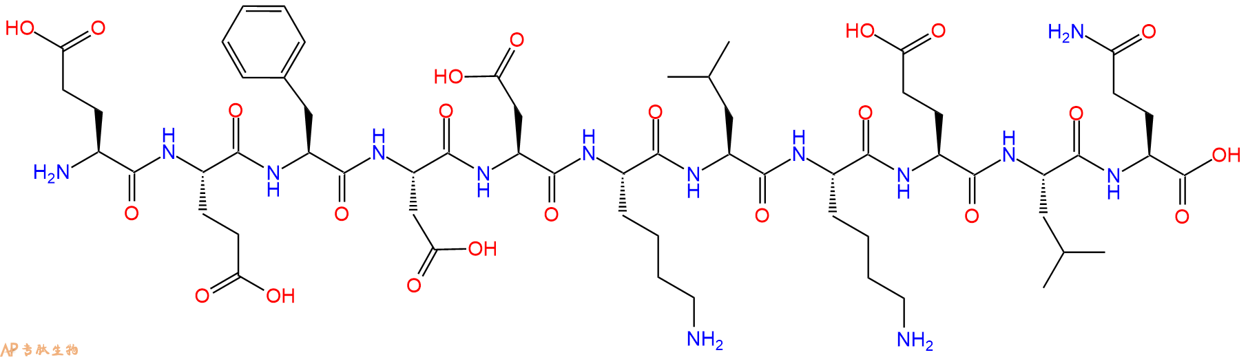 专肽生物产品H2N-Glu-Glu-Phe-Asp-Asp-Lys-Leu-Lys-Glu-Leu-Gln-OH