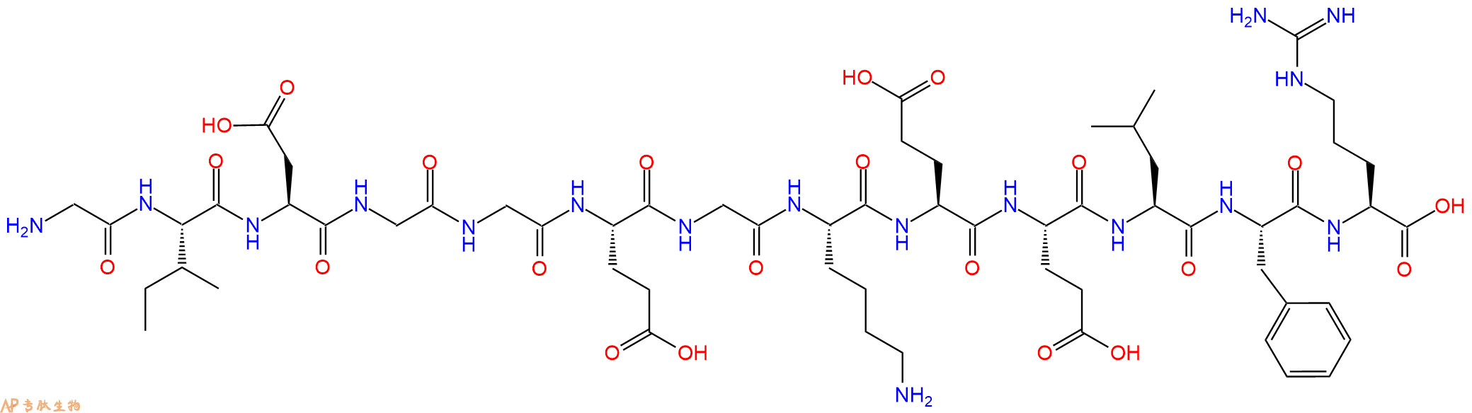 专肽生物产品H2N-Gly-Ile-Asp-Gly-Gly-Glu-Gly-Lys-Glu-Glu-Leu-Phe-Arg-OH