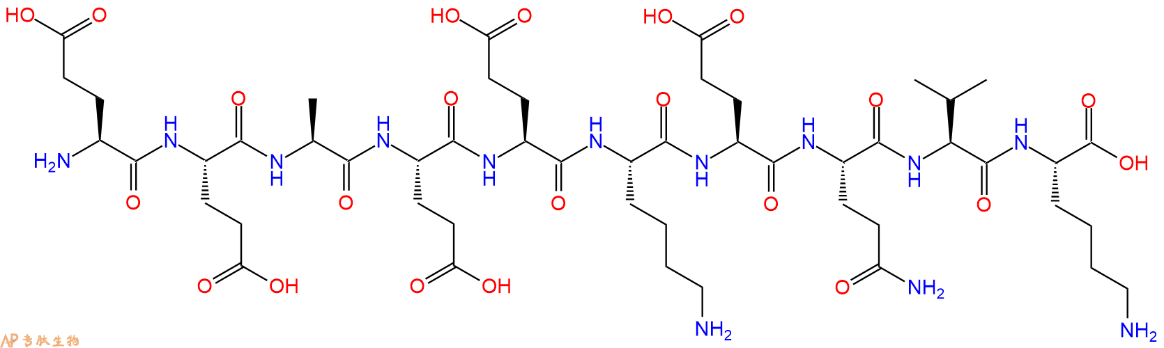 专肽生物产品H2N-Glu-Glu-Ala-Glu-Glu-Lys-Glu-Gln-Val-Lys-OH