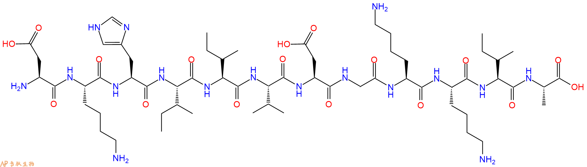 专肽生物产品H2N-Asp-Lys-His-Ile-Ile-Val-Asp-Gly-Lys-Lys-Ile-Ala-OH