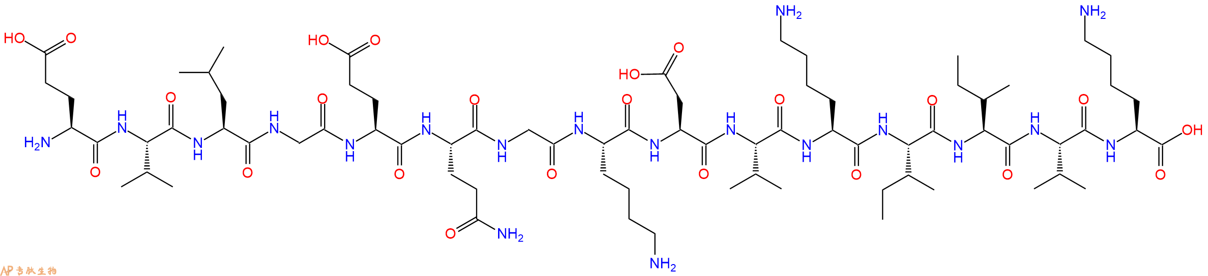 专肽生物产品H2N-Glu-Val-Leu-Gly-Glu-Gln-Gly-Lys-Asp-Val-Lys-Ile-Ile-Val-Lys-OH