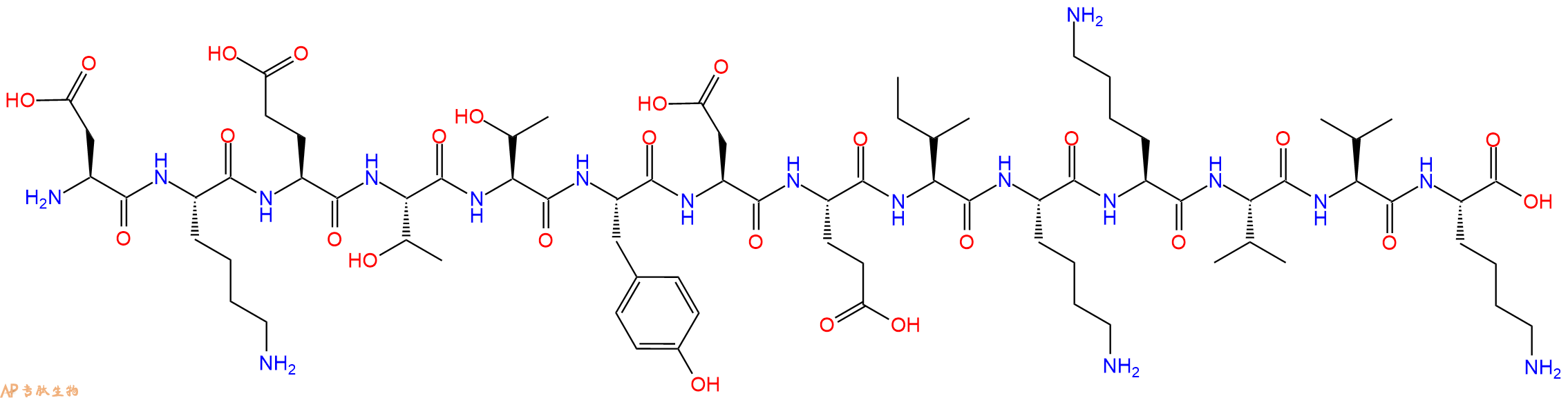 专肽生物产品H2N-Asp-Lys-Glu-Thr-Thr-Tyr-Asp-Glu-Ile-Lys-Lys-Val-Val-Lys-OH