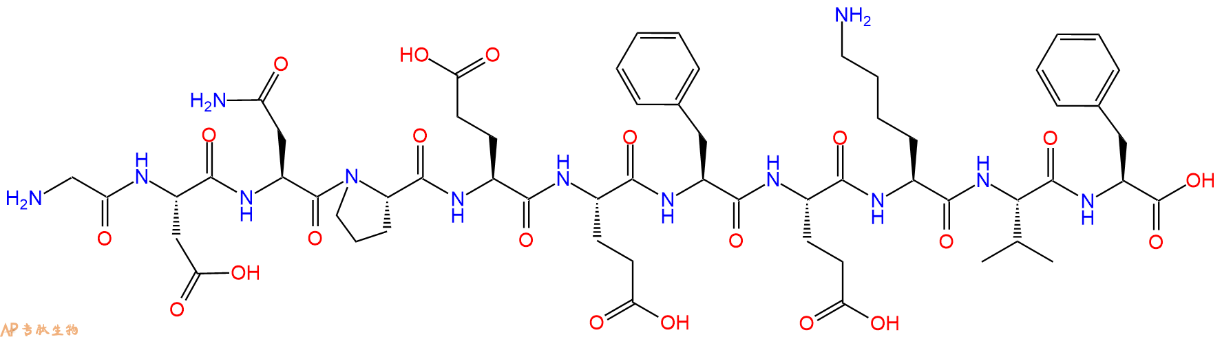 专肽生物产品H2N-Gly-Asp-Asn-Pro-Glu-Glu-Phe-Glu-Lys-Val-Phe-OH