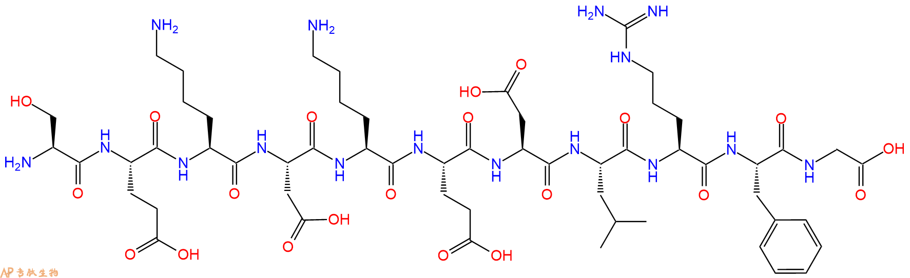 专肽生物产品H2N-Ser-Glu-Lys-Asp-Lys-Glu-Asp-Leu-Arg-Phe-Gly-OH