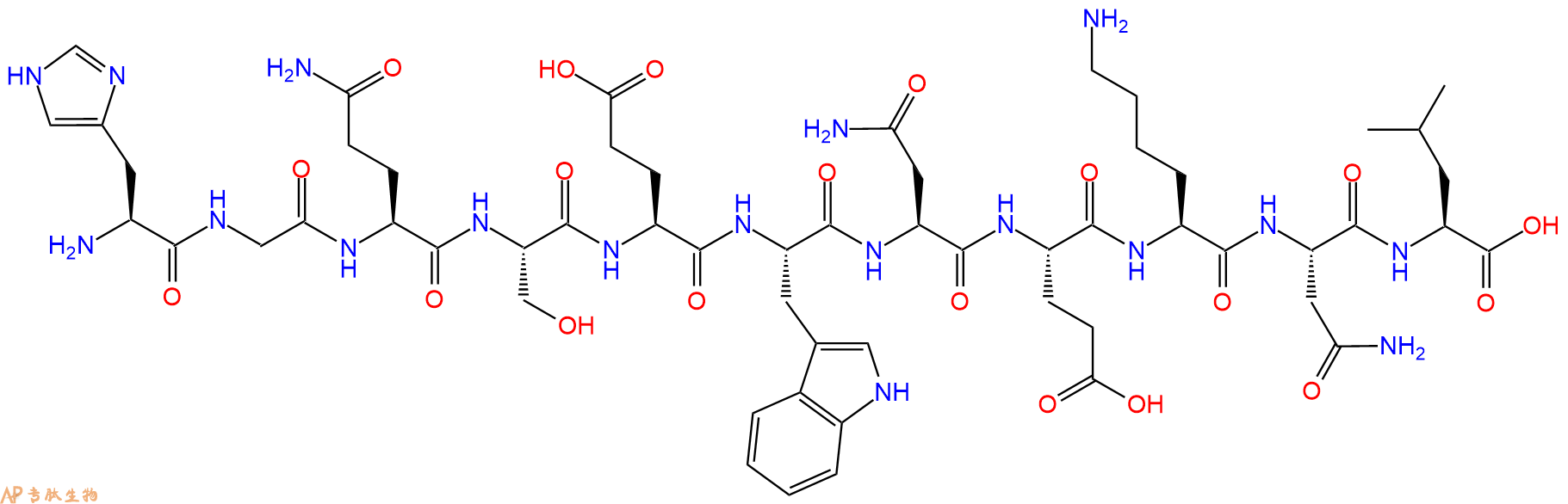 专肽生物产品H2N-His-Gly-Gln-Ser-Glu-Trp-Asn-Glu-Lys-Asn-Leu-OH